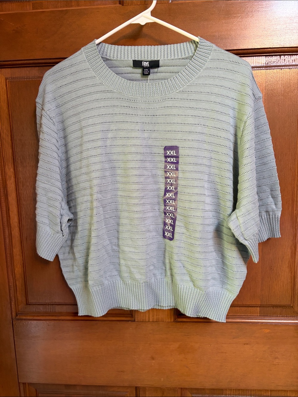 Frye Light Sage Crewneck Short Sleeve Knit Sweater Size XXL